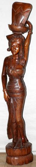 082231 INDONESIAN CARVED WOOD FIGURE OF A WOMAN