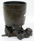 072258 JAPANESE BRONZE FIGURAL SMALL JARDINIRE H7