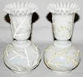 071377 VICTORIAN CORALENE BLOWN GLASS MANTEL URNS