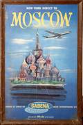 062260 SABENA AIRLINES LITHOGRAPH NY TO MOSCOW