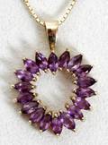 061357 14K GOLD NECK CHAIN W AMETHYST PENDANT L19