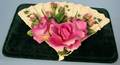 063166 HAND PAINTED PORCELAIN ROSE ON FAN H145
