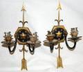 051382 EMPIRE STYLE BRASS CANDLE SCONCES ANTIQUE