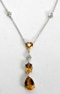 050320 14K WHITE GOLD DIAMOND  CITRINE NECKLACE