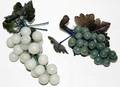 050308 CARVED JADE GRAPES  PERSIMMONS 5 PIECES