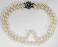 042244 PEARL  DIAMOND CHOKER W GOLD CLASP L135