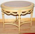 091409 LOUIS XVI STYLE DECORATED WOOD TABLE WMARBLE