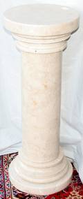 082281 BEIGE MARBLE PEDESTAL ROUND TOP H37 DIA14