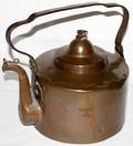 081438 COPPER TEA KETTLE 19TH C H12 L115