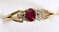 080309 10K PLATED YELLOW GOLD RUBY  DIAMOND RING