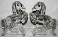 071399 HEISEY STYLE GLASS LEAPING HORSE BOOKENDS