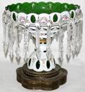 071396 BOHEMIAN WHITEOVERLAY  EMERALD CRYSTAL VASE