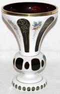 071395 BOHEMIAN WHITEOVERLAY  RUBY CRYSTAL VASE