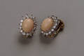 14K yellow gold angel skin coral and diamond earrings