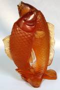 063192 DAUM ART GLASS GOLDEN CARP H105 W63