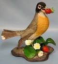 063172 BOEHM BISQUE FIGURE ROBIN W STRAWBERRIES