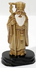 051416 JAPANESE CARVED  STAINED IVORY ELDER FIGURE