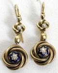 051391 VICTORIAN GOLD DIAMOND  ENAMEL EARRINGS
