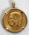 081476 MEXICAN GOLD 2 PESOS COIN MOUNTED AS PENDANT