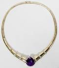072330 AMETHYST DIAMOND  GOLD NECKLACE