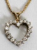072323 14K GOLD DIAMOND HEART  10K GOLD CHAIN