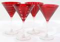 070330 CRANBERRY TO CLEAR BLOWN MARTINI GLASSES