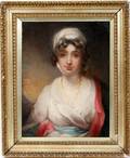 062340 BRITISH OIL ON BOARD PORTRAIT OF A WOMAN