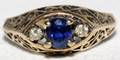 060442 14K YELLOW GOLD SAPPHIRE  DIAMOND RING