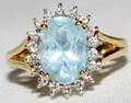 060439 14K YELLOW GOLD AQUAMARINE  DIAMOND RING