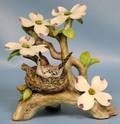 063236 CYBIS BISQUE FIGURE WOOD WREN W DOGWOOD