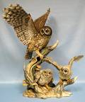 063215 BOEHM BISQUE FIGURE SPOTTED OWL W YOUNG