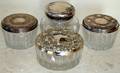 050398 STERLING SILVER PLATE  CUT GLASS JARS