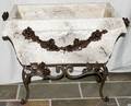 042354 CEMENT  WROUGHT IRON PLANTER 20TH C
