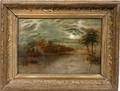 062411 ENGLISH OIL ON CANVAS ANTIQUE LANDSCAPE