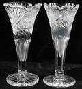 052412 CUT GLASS CONEFORM VASES C1900 H8  8