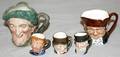 051506 ROYAL DOULTON TINY PORCELAIN TOBY MUGS FIVE