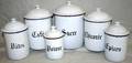 051473 FRENCH WHITE ENAMEL CANISTERS SET OF 6