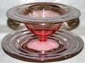 051491 PINK GLASS  SILVER RESIST SAUCE BOWL C1930