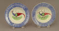 Two blue spatter cup plates 19th c