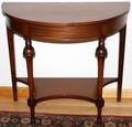 091514 MAHOGANY DEMILUNE CONSOLE TABLE H30 W31