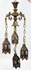 082391 AURORA GLASS BRASS HANGING BELL CHANDELIER