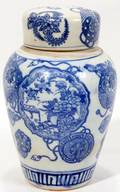 081573 CHINESE BLUE  WHITE PORCELAIN GINGER JAR H7