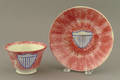 Red spatter cup and saucer 19th c