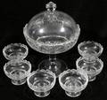 081549 VICTORIAN PATTERN GLASS COVERED BERRY COMPOTE