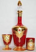081559 CZECH RUBY GLASS DECANTER GOBLET  TUMBLER
