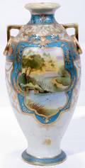 080463 NIPPON PORCELAIN HAND PAINTED VASE C1910