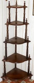 072438 CARVED WALNUT FIVETIERED WHATNOTSTAND