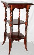 072423 EASTLAKE MAHOGANY TIERED TABLE WTURNED LEGS