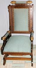 071549 EASTLAKE CARVED WALNUT PLATFORM ROCKER C1890