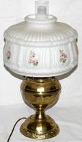 071525 MILK GLASS  BRASS OIL LAMP C1880 H18